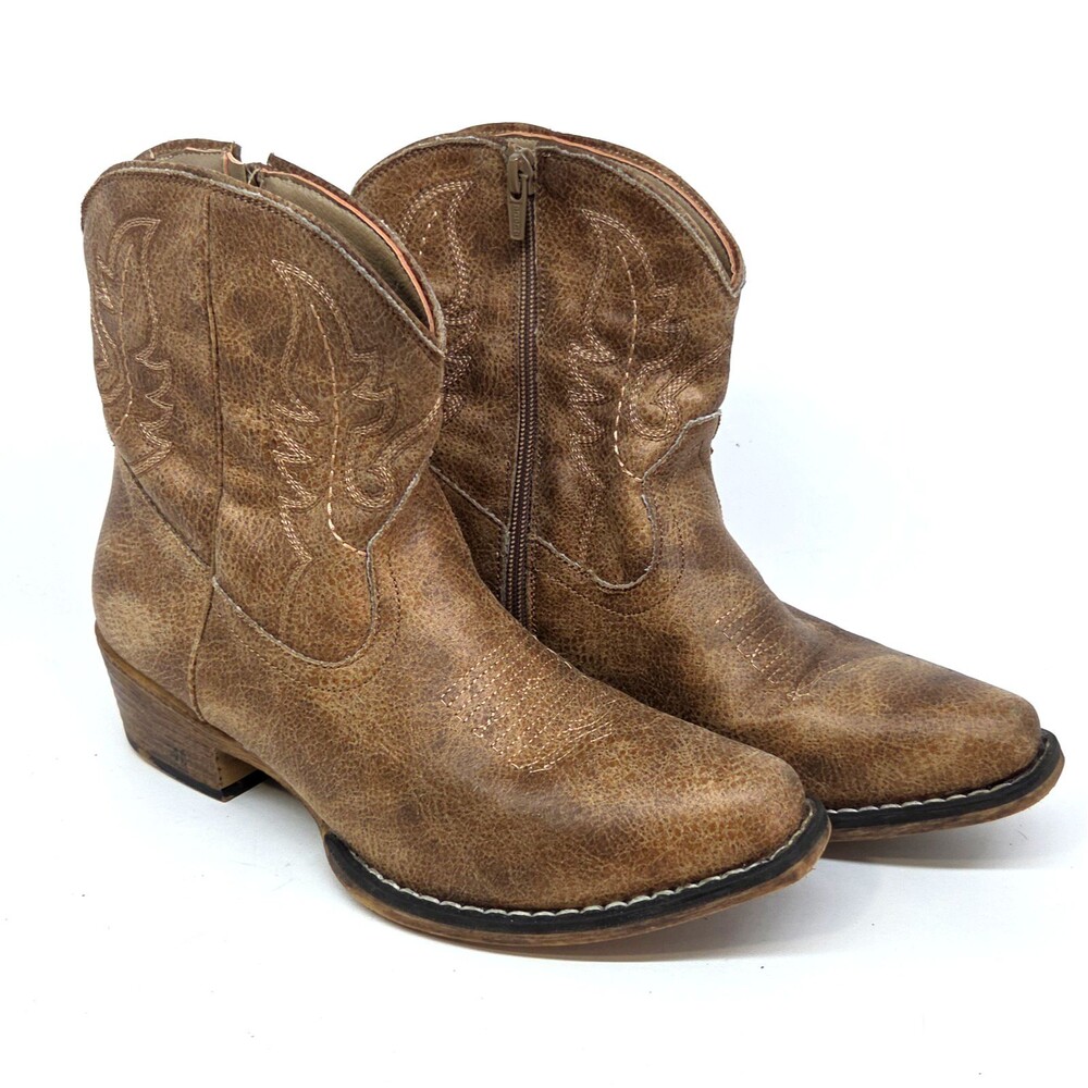 Roper Western Distressed Side Zip Boots Womens 7.5